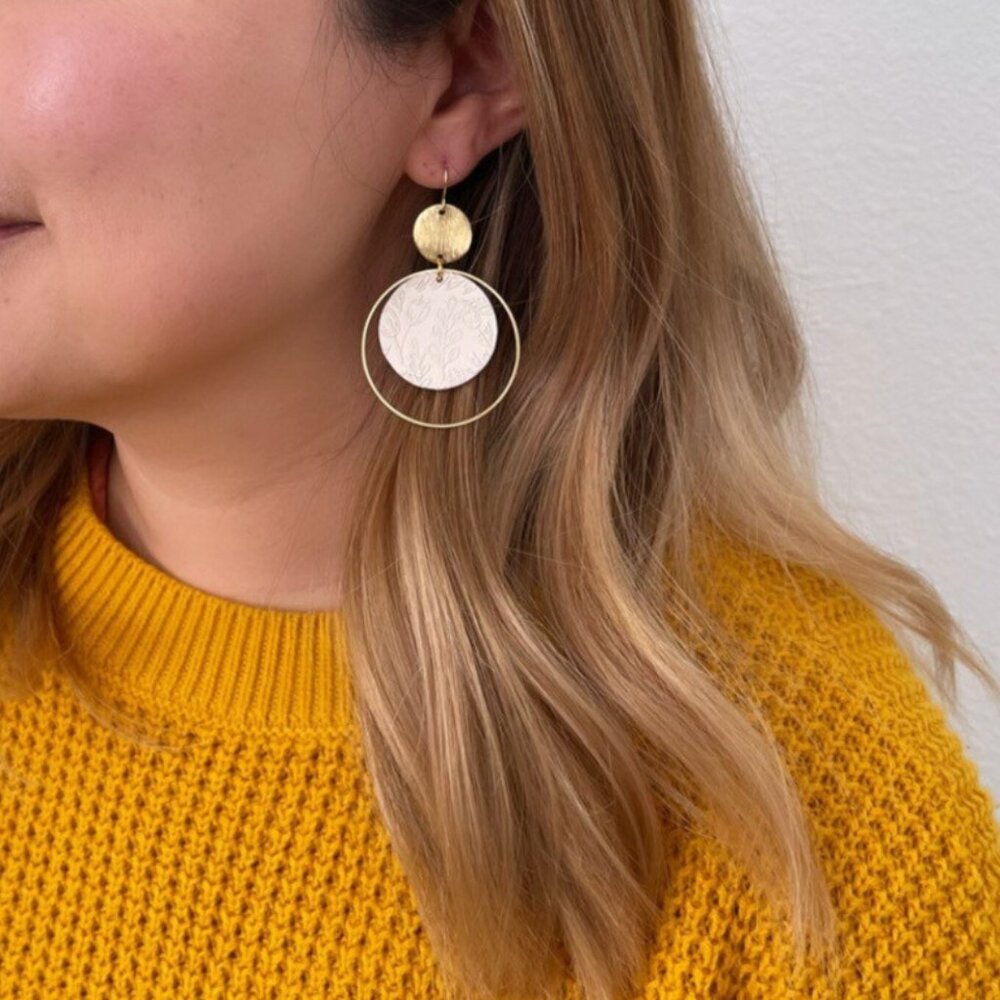 Poppy Hill White and Gold Colored Statement Earrings